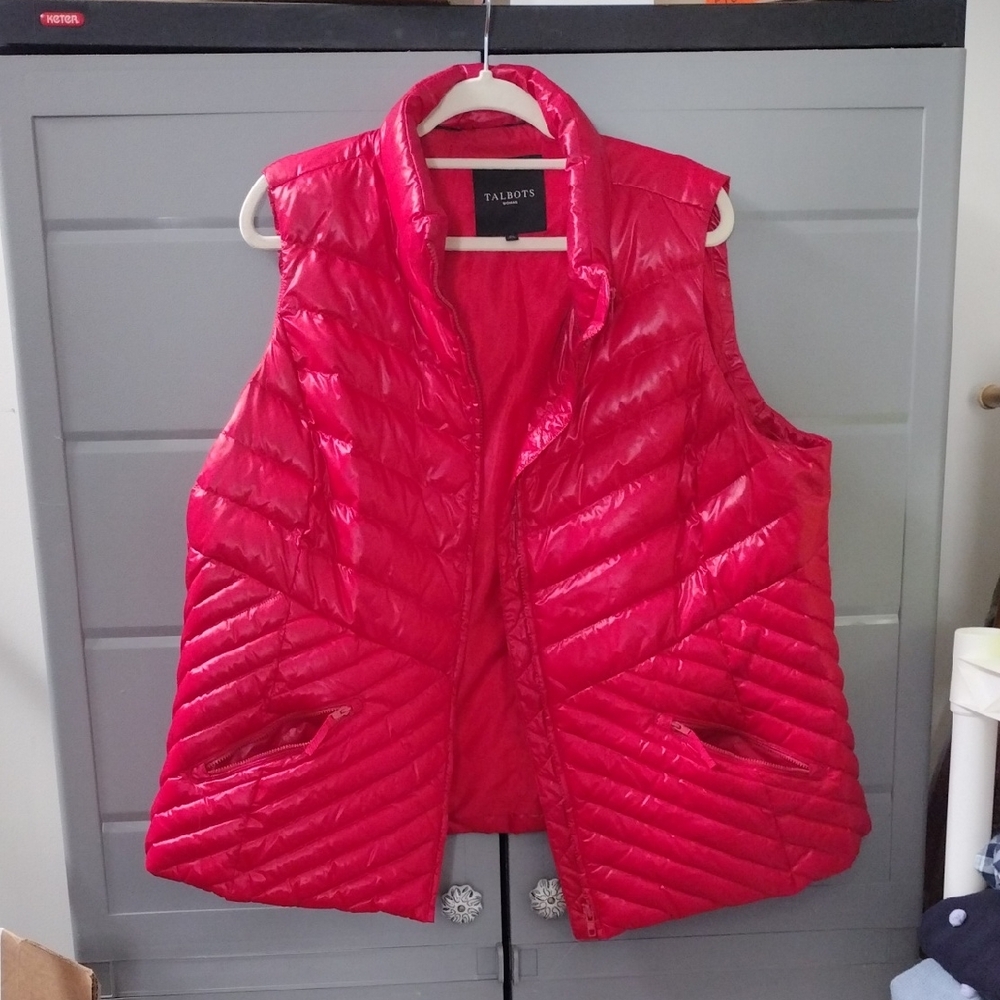 2x Talbots Vibrant Red Quilted Vest